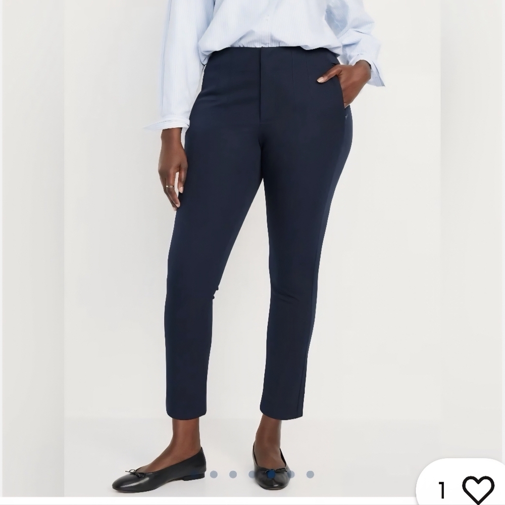 Slim Ankle Ponte Pants - Navy